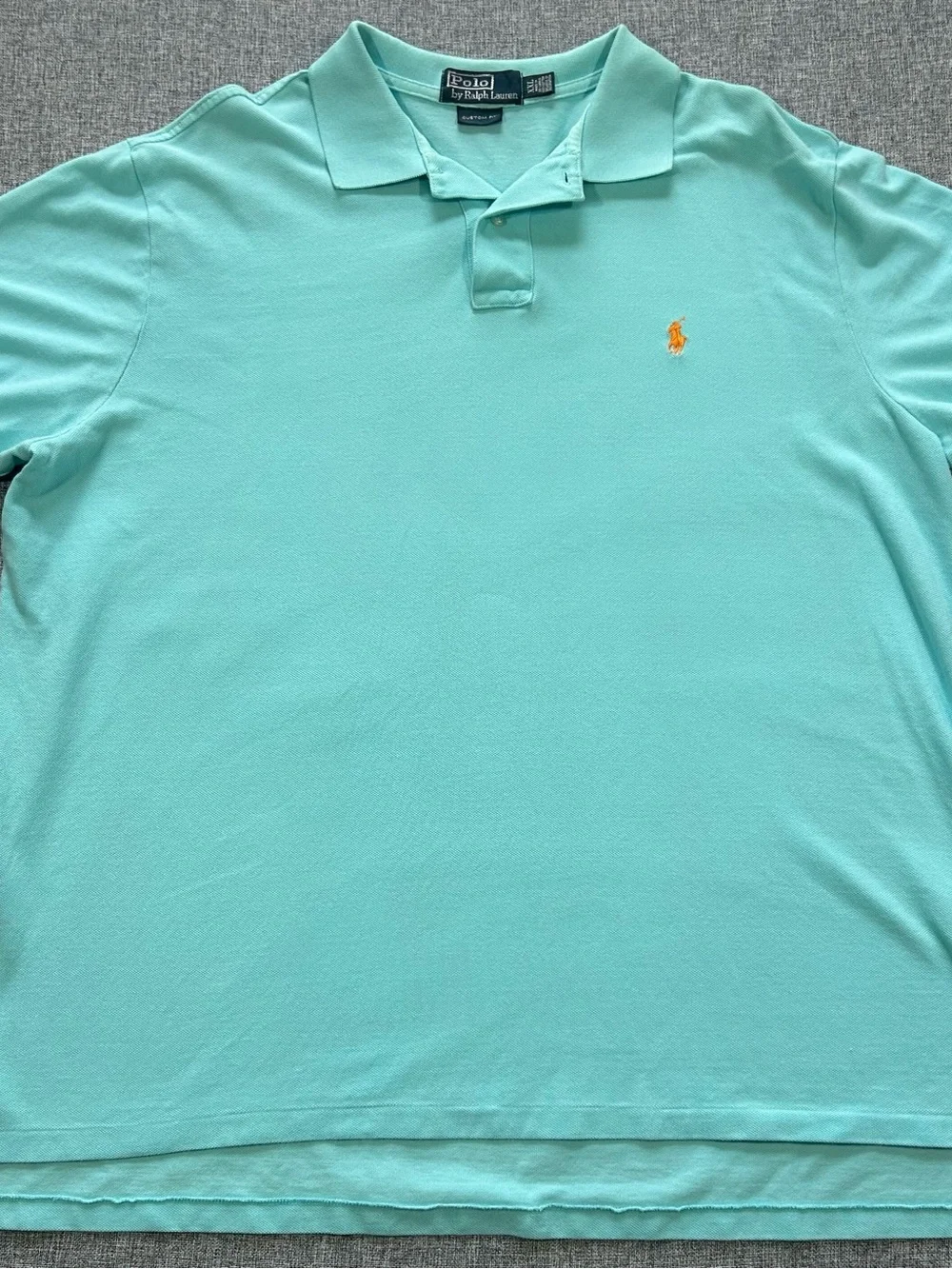 Ralph Lauren Blue Polo with Orange Pony Logo XXL Men’s Shirt Custom Fit